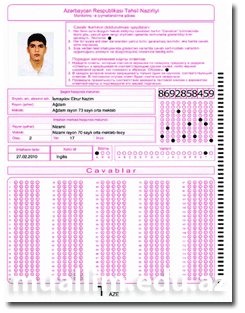 Bu il keçiriləcək buraxılış imtahanlarında istifadə olunacaq cavab kartlarının nümunələri